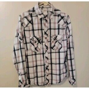 Buckle BKE Shirt Mens Medium Snap Down Slim Fit Western Plaid Cowboy Collar